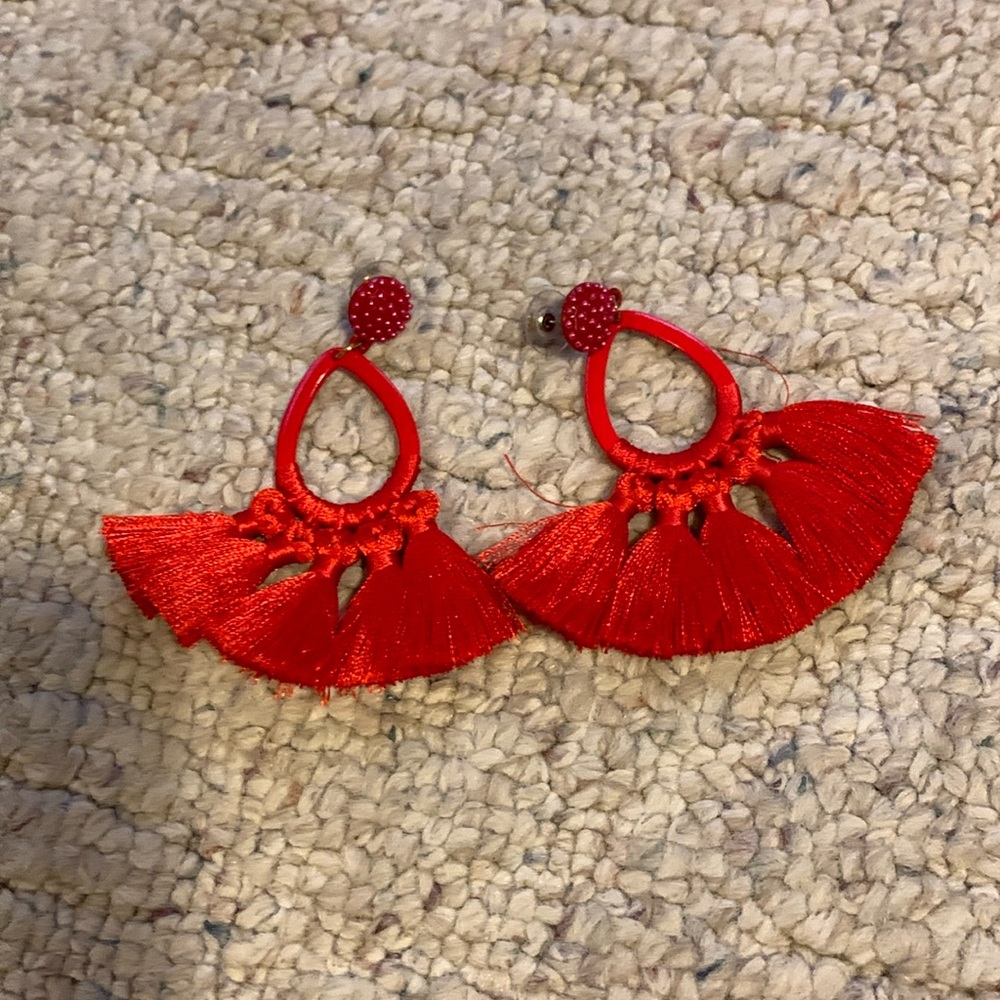 Red fan Earrings